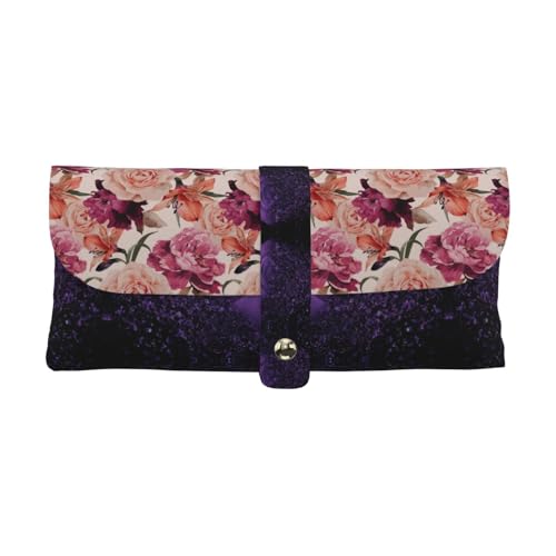 KLMELLMDE Exquisites Stifteetui mit rosa Blumen und Rose, Schnappverschluss, Leder, Brillenetui, Schulstiftetui, Bürobedarf-Organizer, Make-up-Tasche. KLMELLMDE Exquisites Stifteetui mit rosa Blumen und Rose, Schnappverschluss, Leder, Brillenetui, Schulstiftetui, Bürobedarf-Organizer, Make-up-Tasche. von KLMELLMDE