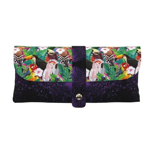 KLMELLMDE Exquisites Stifteetui mit tropischen Vögeln und Pflanzenblättern, Schnappverschluss, Leder-Brillentasche, Schulstiftetui, Bürobedarf-Organizer, Make-up-Tasche KLMELLMDE Exquisites Stifteetui mit tropischen Vögeln und Pflanzenblättern, Schnappverschluss, Leder-Brillentasche, Schulstiftetui, Bürobedarf-Organizer, Make-up-Tasche von KLMELLMDE