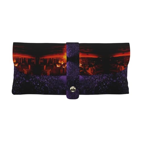 KLMELLMDE Exquisites Volcano Stiftetui, Schnappverschluss Leder Brillentasche, Schule Stifteetui, Büro Schreibwaren Organizer, Make-up Tasche von KLMELLMDE