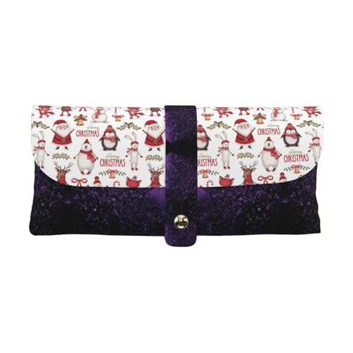 KLMELLMDE Exquisites Weihnachtsmann-Federmäppchen, Schnappverschluss, Leder-Brillentasche, Schulstiftetui, Bürobedarf-Organizer, Make-up-Tasche. von KLMELLMDE