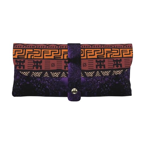 KLMELLMDE Exquisites afrikanisches Schlammtuch Tribal Stifteetui Schnappverschluss Leder Brillentasche Schule Stifteetui Büro Schreibwaren Organizer Make-up Tasche von KLMELLMDE