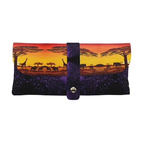 KLMELLMDE Exquisites afrikanisches Tier Sonnenuntergang Federmäppchen Schnappverschluss Leder Brillentasche Schule Stifteetui Büro Schreibwaren Organizer Make-up Tasche KLMELLMDE Exquisites afrikanisches Tier Sonnenuntergang Federmäppchen Schnappverschluss Leder Brillentasche Schule Stifteetui Büro Schreibwaren Organizer Make-up Tasche von KLMELLMDE
