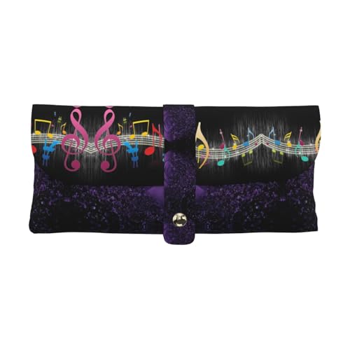KLMELLMDE Exquisites buntes Federmäppchen für Musiknoten, Schnappverschluss, Leder-Brillentasche, Schulstifte-Etui, Büro-Schreibwaren-Organizer, Make-up-Tasche. von KLMELLMDE