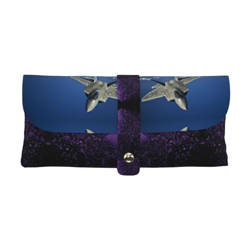 KLMELLMDE Exquisites fliegendes Flugzeug Stifteetui Schnappverschluss Leder Brillentasche Schule Stifteetui Büro Schreibwaren Organizer Make-up Tasche von KLMELLMDE