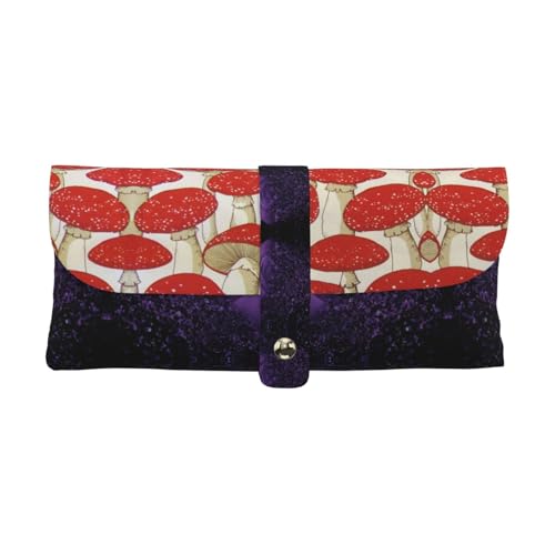 KLMELLMDE Exquisites rot-weißes Pilz-Federmäppchen mit Schnappverschluss aus Leder, Brillentasche, Schulstifte-Etui, Büro-Schreibwaren-Organizer, Make-up-Tasche. KLMELLMDE Exquisites rot-weißes Pilz-Federmäppchen mit Schnappverschluss aus Leder, Brillentasche, Schulstifte-Etui, Büro-Schreibwaren-Organizer, Make-up-Tasche. von KLMELLMDE