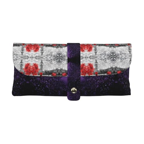 KLMELLMDE Exquisites rotes Stifteetui London Street mit Schnappverschluss aus Leder, Brillentasche, Schulstiftetui, Bürobedarf-Organizer, Make-up-Tasche KLMELLMDE Exquisites rotes Stifteetui London Street mit Schnappverschluss aus Leder, Brillentasche, Schulstiftetui, Bürobedarf-Organizer, Make-up-Tasche von KLMELLMDE