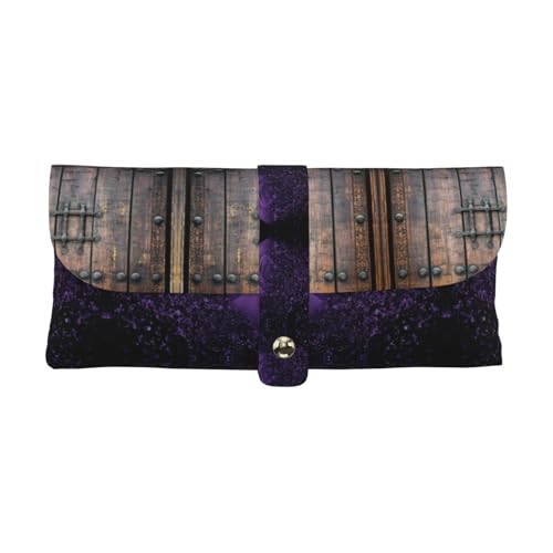 KLMELLMDE Exquisites rustikales Stifteetui aus Holz, Schnappverschluss, Leder-Brillentasche, Schulstifte-Etui, Büro-Schreibwaren-Organizer, Make-up-Tasche. von KLMELLMDE