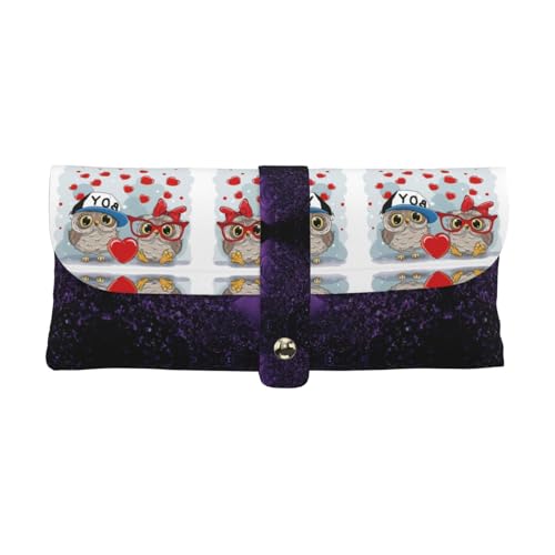 KLMELLMDE Exquisites süßes Eulen-Federmäppchen, Schnappverschluss, Leder-Brillentasche, Schulstifte-Etui, Büro-Schreibwaren-Organizer, Make-up-Tasche. von KLMELLMDE
