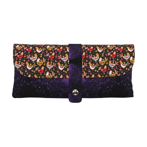 KLMELLMDE Exquisites süßes Hahn-Hühner-Federmäppchen, Schnappverschluss, Leder-Brillentasche, Schul-Federmäppchen, Büro-Schreibwaren-Organizer, Make-up-Tasche. von KLMELLMDE