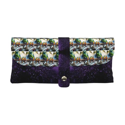 KLMELLMDE Exquisites süßes Papageien-Federmäppchen, Schnappverschluss, Leder-Brillentasche, Schulstiftetui, Bürobedarf-Organizer, Make-up-Tasche. von KLMELLMDE