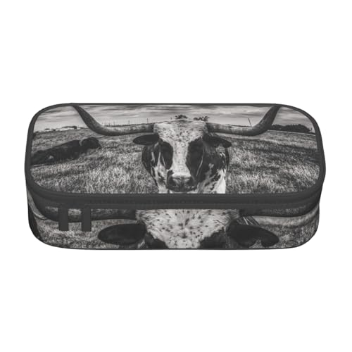 KLMELLMDE Federmäppchen mit großem Fassungsvermögen, Kuh-Design, für Schule, Büro, Schreibwaren, Kosmetiktasche von KLMELLMDE