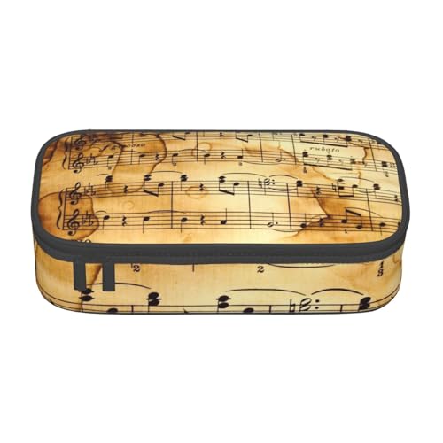 KLMELLMDE Federmäppchen mit großem Fassungsvermögen, Musiknoten-Druck, Federmäppchen, Federmäppchen, Schul-Bleistifttasche, Büro-Schreibwaren-Organizer, Kosmetiktasche. von KLMELLMDE