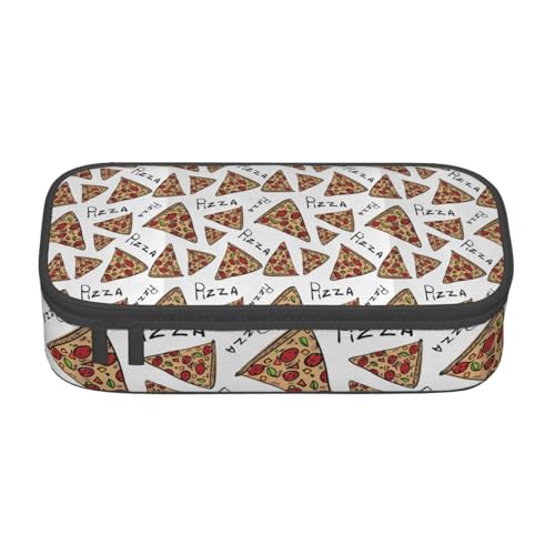 KLMELLMDE Federmäppchen mit großem Fassungsvermögen, Pizza-Muster, Federmäppchen, Schul-Bleistifttasche, Bürobedarf-Organizer, Kosmetiktasche. von KLMELLMDE