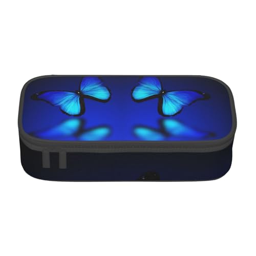KLMELLMDE Federmäppchen mit großem Fassungsvermögen, Schmetterlings-Design, Federmäppchen, Schul-Bleistifttasche, Bürobedarf-Organizer, Kosmetiktasche. von KLMELLMDE
