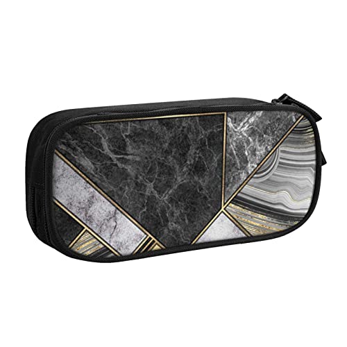 KLMELLMDE Federmäppchen mit großem Fassungsvermögen, Schüler-Design, doppellagig, Schreibwaren-Box, Schul- und Bürobedarf, Schreibwarentasche, Kosmetiktasche, Schwarz , Einheitsgröße, Lässiger von KLMELLMDE