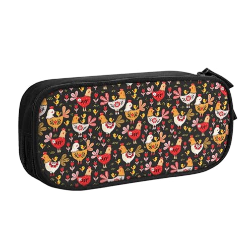 KLMELLMDE Federmäppchen mit großem Fassungsvermögen, Schüler-Design, doppellagig, Schreibwaren-Box, Schul- und Bürobedarf, Schreibwarentasche, Kosmetiktasche, Schwarz , Einheitsgröße, Lässiger von KLMELLMDE