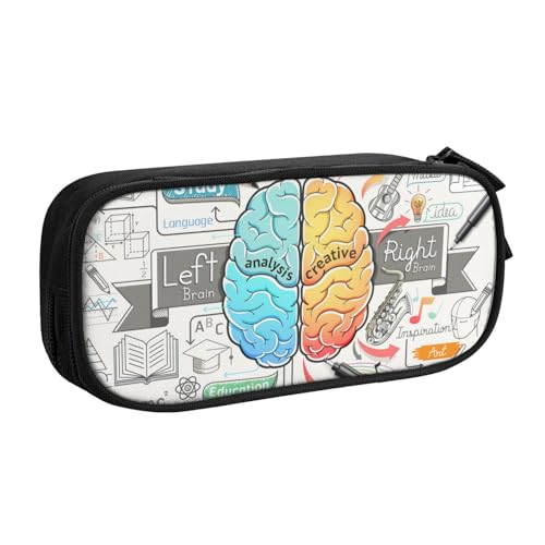 KLMELLMDE Federmäppchen mit großem Fassungsvermögen, Schüler-Design, doppellagig, Schreibwaren-Box, Schul- und Bürobedarf, Schreibwarentasche, Kosmetiktasche, Schwarz , Einheitsgröße, Lässiger von KLMELLMDE