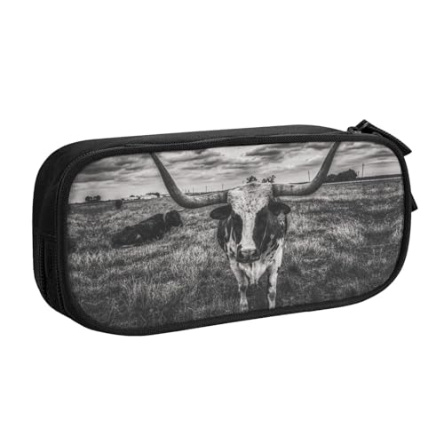 KLMELLMDE Federmäppchen mit großem Fassungsvermögen, Schüler-Design, doppellagig, Schreibwaren-Box, Schul- und Bürobedarf, Schreibwarentasche, Kosmetiktasche, Schwarz , Einheitsgröße, Lässiger von KLMELLMDE