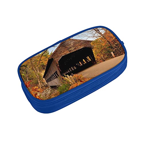 KLMELLMDE Federmäppchen mit großem Fassungsvermögen, Schüler-Design, doppellagig, Schreibwaren-Box, Schul- und Bürobedarf, Schreibwarentasche, Kosmetiktasche, blau, Einheitsgröße, Lässiger von KLMELLMDE