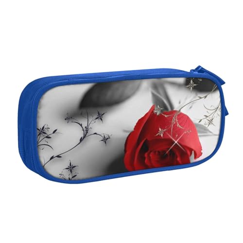 KLMELLMDE Federmäppchen mit großem Fassungsvermögen, Schüler-Design, doppellagig, Schreibwaren-Box, Schul- und Bürobedarf, Schreibwarentasche, Kosmetiktasche, blau, Einheitsgröße, Lässiger von KLMELLMDE