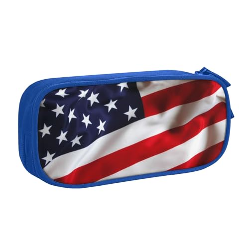 KLMELLMDE Federmäppchen mit großem Fassungsvermögen, Schüler-Design, doppellagig, Schreibwaren-Box, Schul- und Bürobedarf, Schreibwarentasche, Kosmetiktasche, blau, Einheitsgröße, Lässiger von KLMELLMDE