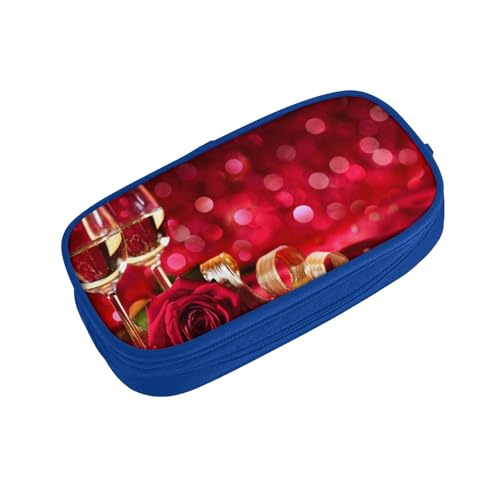 KLMELLMDE Federmäppchen mit großem Fassungsvermögen, Schüler-Design, doppellagig, Schreibwaren-Box, Schul- und Bürobedarf, Schreibwarentasche, Kosmetiktasche, blau, Einheitsgröße, Lässiger von KLMELLMDE