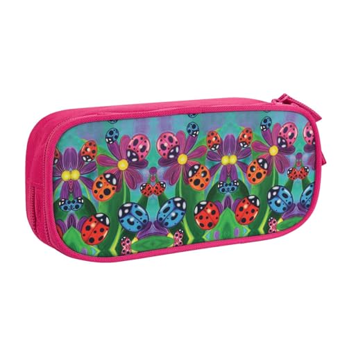 KLMELLMDE Federmäppchen mit großem Fassungsvermögen, Schüler-Design, doppellagig, Schreibwaren-Box, Schul- und Bürobedarf, Schreibwarentasche, Kosmetiktasche, rose, Einheitsgröße, Lässiger von KLMELLMDE