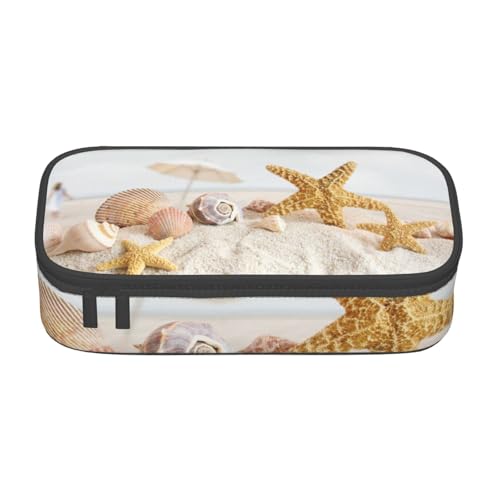 KLMELLMDE Federmäppchen mit großem Fassungsvermögen, Strand-Thema, Federmäppchen, Schul-Bleistifttasche, Büro-Schreibwaren-Organizer, Kosmetiktasche. von KLMELLMDE