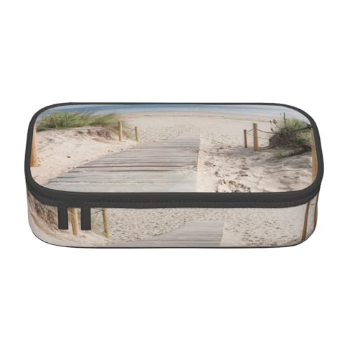 KLMELLMDE Federmäppchen mit großem Fassungsvermögen, Strandlandschaft, Federmäppchen, Schul-Bleistifttasche, Büro-Schreibwaren-Organizer, Kosmetiktasche. von KLMELLMDE