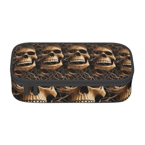 KLMELLMDE Federmäppchen mit großem Fassungsvermögen, Totenkopf-Design, Federmäppchen, Schul-Bleistifttasche, Büro-Schreibwaren-Organizer, Kosmetiktasche. von KLMELLMDE