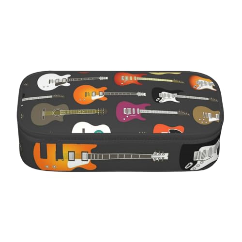 KLMELLMDE Federmäppchen mit großem Fassungsvermögen, buntes Gitarren-Federmäppchen, Federmäppchen, Schul-Bleistifttasche, Büro-Schreibwaren-Organizer, Kosmetiktasche. von KLMELLMDE