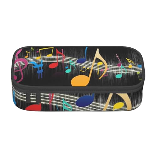 KLMELLMDE Federmäppchen mit großem Fassungsvermögen, buntes Musiknoten-Federmäppchen, Federmäppchen, Schul-Bleistifttasche, Bürobedarf-Organizer, Kosmetiktasche. von KLMELLMDE