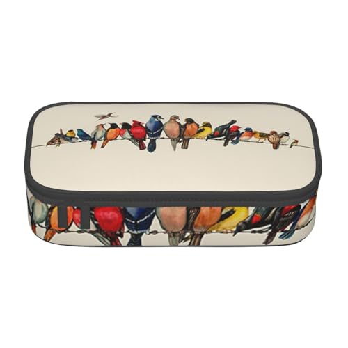 KLMELLMDE Federmäppchen mit großem Fassungsvermögen, buntes Vogel-Federmäppchen, Federmäppchen, Schul-Bleistifttasche, Bürobedarf-Organizer, Kosmetiktasche. von KLMELLMDE