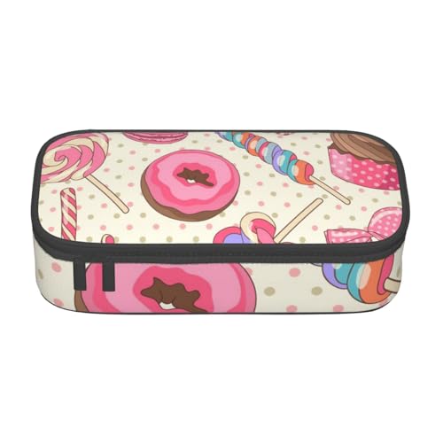 KLMELLMDE Federmäppchen mit großem Fassungsvermögen, buntes süßes Lutscher-Cupcake-Donut-Federmäppchen, Organisierungs-Bleistifttasche, Schul-Bleistifttasche, Büro-Schreibwaren-Organizer von KLMELLMDE