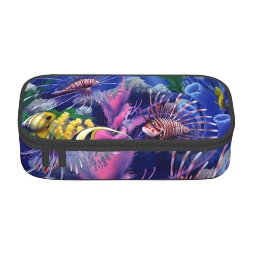 KLMELLMDE Federmäppchen mit großem Fassungsvermögen, buntes tropisches Meeresfisch, Organisation, Federmäppchen, Schul-Bleistifttasche, Bürobedarf-Organizer, Kosmetiktasche. von KLMELLMDE