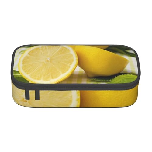 KLMELLMDE Federmäppchen mit großem Fassungsvermögen, gelbe Zitrone, Organizer für Bleistifte, Schule, Büro, Schreibwaren, Kosmetiktasche. von KLMELLMDE
