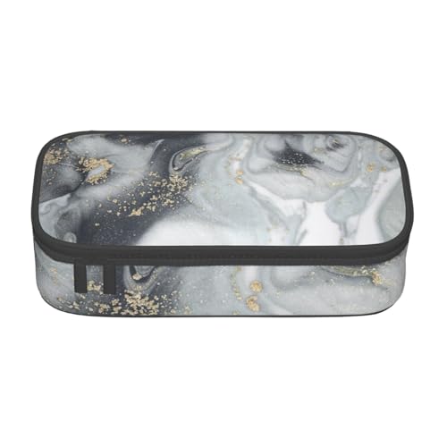 KLMELLMDE Federmäppchen mit großem Fassungsvermögen, graues Marmorstreifen-Federmäppchen, Organisations-Bleistifttasche, Schul-Bleistifttasche, Büro-Schreibwaren-Organizer, Kosmetiktasche. von KLMELLMDE