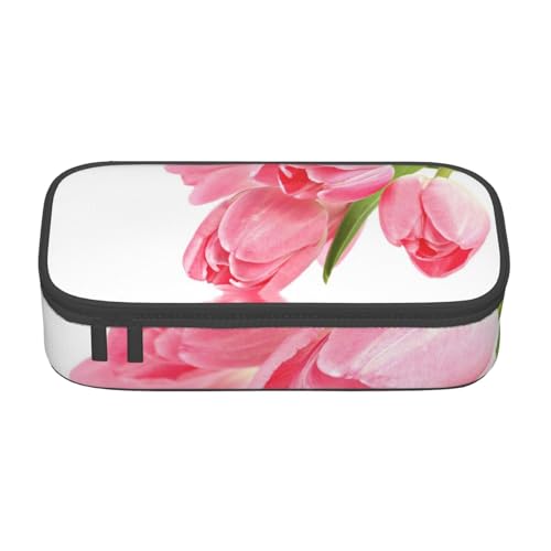 KLMELLMDE Federmäppchen mit großem Fassungsvermögen, hübsches rosa Blumenmuster, Federmäppchen, Schul-Bleistifttasche, Büro-Schreibwaren-Organizer, Kosmetiktasche. von KLMELLMDE