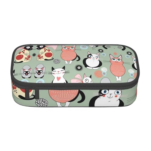 KLMELLMDE Federmäppchen mit großem Fassungsvermögen, niedliches Cartoon-Katzen-Federmäppchen, Federmäppchen, Schul-Bleistifttasche, Büro-Schreibwaren-Organizer, Kosmetiktasche. von KLMELLMDE
