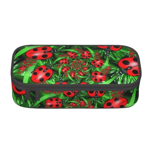 KLMELLMDE Federmäppchen mit großem Fassungsvermögen, rote Marienkäfer-Organisation, Federmäppchen, Schul-Bleistifttasche, Büro-Schreibwaren-Organizer, Kosmetiktasche. von KLMELLMDE