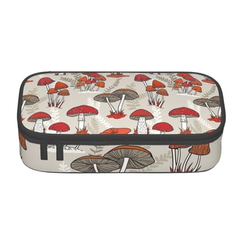 KLMELLMDE Federmäppchen mit großem Fassungsvermögen, rote Pilze, Organizer für Bleistifte, Schule, Büro, Schreibwaren, Kosmetiktasche. von KLMELLMDE