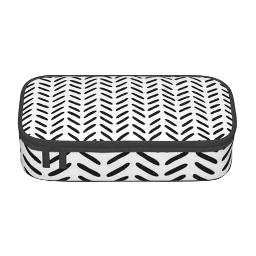 KLMELLMDE Federmäppchen mit großem Fassungsvermögen, schwarz-weißes Muster, Federmäppchen, Schule, Federmäppchen, Bürobedarf-Organizer, Kosmetiktasche. von KLMELLMDE