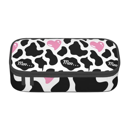 KLMELLMDE Federmäppchen mit großer Kapazität, Schwarz / Weiß, Milchkuh, Organisieren, Federmäppchen, Schul-Bleistifttasche, Bürobedarf-Organizer, Kosmetiktasche. von KLMELLMDE