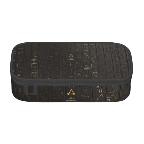 KLMELLMDE Federmäppchen mit großer Kapazität, altägyptische Hieroglyphe, Organisation, Federmäppchen, Schul-Bleistifttasche, Bürobedarf-Organizer, Kosmetiktasche. von KLMELLMDE