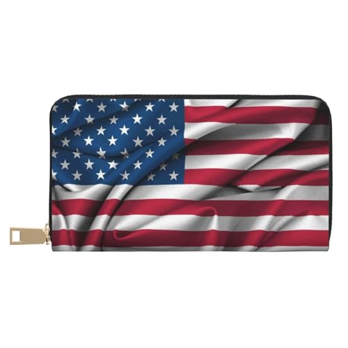 KLMELLMDE Geldbörse Herren Damen Amerikanische Flagge Bedrucktes Kartenetui Multi-Fach (mit Münzfach, Kreditkartenfächern, Geldscheinfach, weiß, Einheitsgröße, Modern von KLMELLMDE