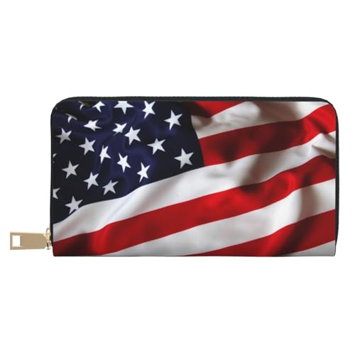 KLMELLMDE Geldbörse Herren Damen Amerikanische Flagge Bedrucktes Kartenetui Multi-Fach (mit Münzfach, Kreditkartenfächern, Geldscheinfach, weiß, Einheitsgröße, Modern von KLMELLMDE