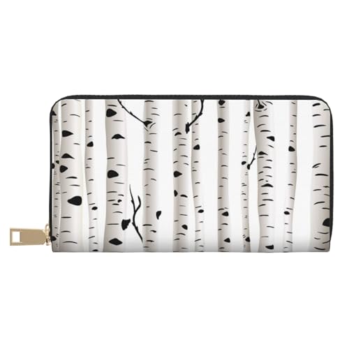 KLMELLMDE Geldbörse Herren Damen Birke Tree Wallet Bedrucktes Kartenetui Multi-Fach (mit Münzfach, Kreditkartenfächern, Geldscheinfach, weiß, Einheitsgröße, Modern von KLMELLMDE
