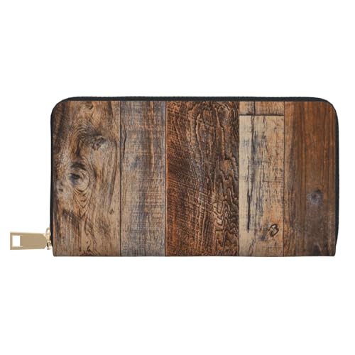 KLMELLMDE Geldbörse Herren Damen Braun Holz Geldbörse Bedrucktes Kartenetui Multi-Fach (mit Münzfach, Kreditkartenfächern, Geldscheinfach, weiß, Einheitsgröße, Modern von KLMELLMDE