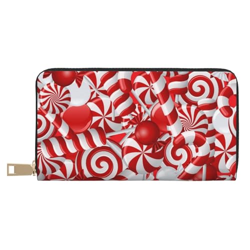 KLMELLMDE Geldbörse Herren Damen Candy Canes Printed Kartenetui Multi-Fach (mit Münzfach, Kreditkartenfächern, Geldscheinfach, weiß, Einheitsgröße, Modern von KLMELLMDE