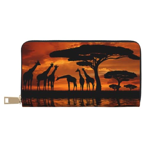 KLMELLMDE Geldbörse Herren Damen Giraffe unter dem Baum in Afrika Bedrucktes Kartenetui Multi-Fach (mit Münzfach, Kreditkartenfächern, Geldscheinfach, weiß, Einheitsgröße, Modern von KLMELLMDE